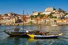 Rabelo boats on the Douro River, Porto, Portugal. Art Print